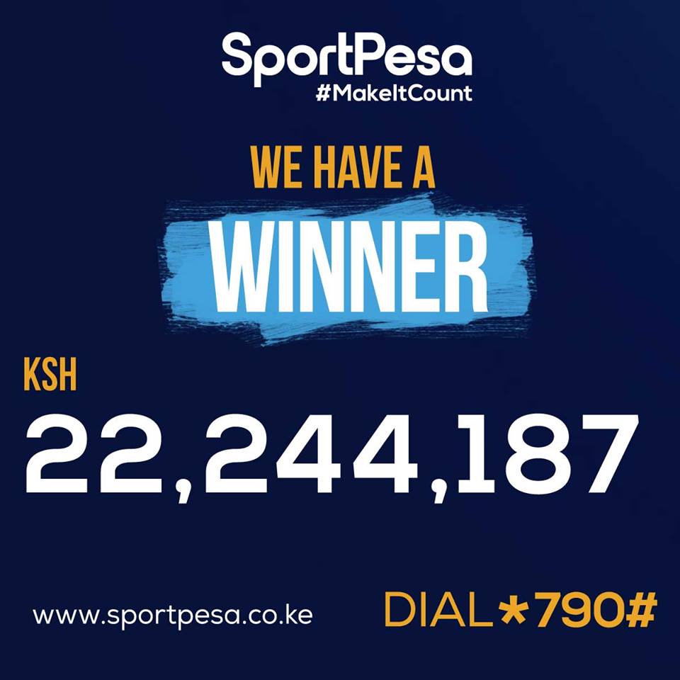 This weeks SportPesa Midweek jackpot Sh22, 244,187 million Winner!