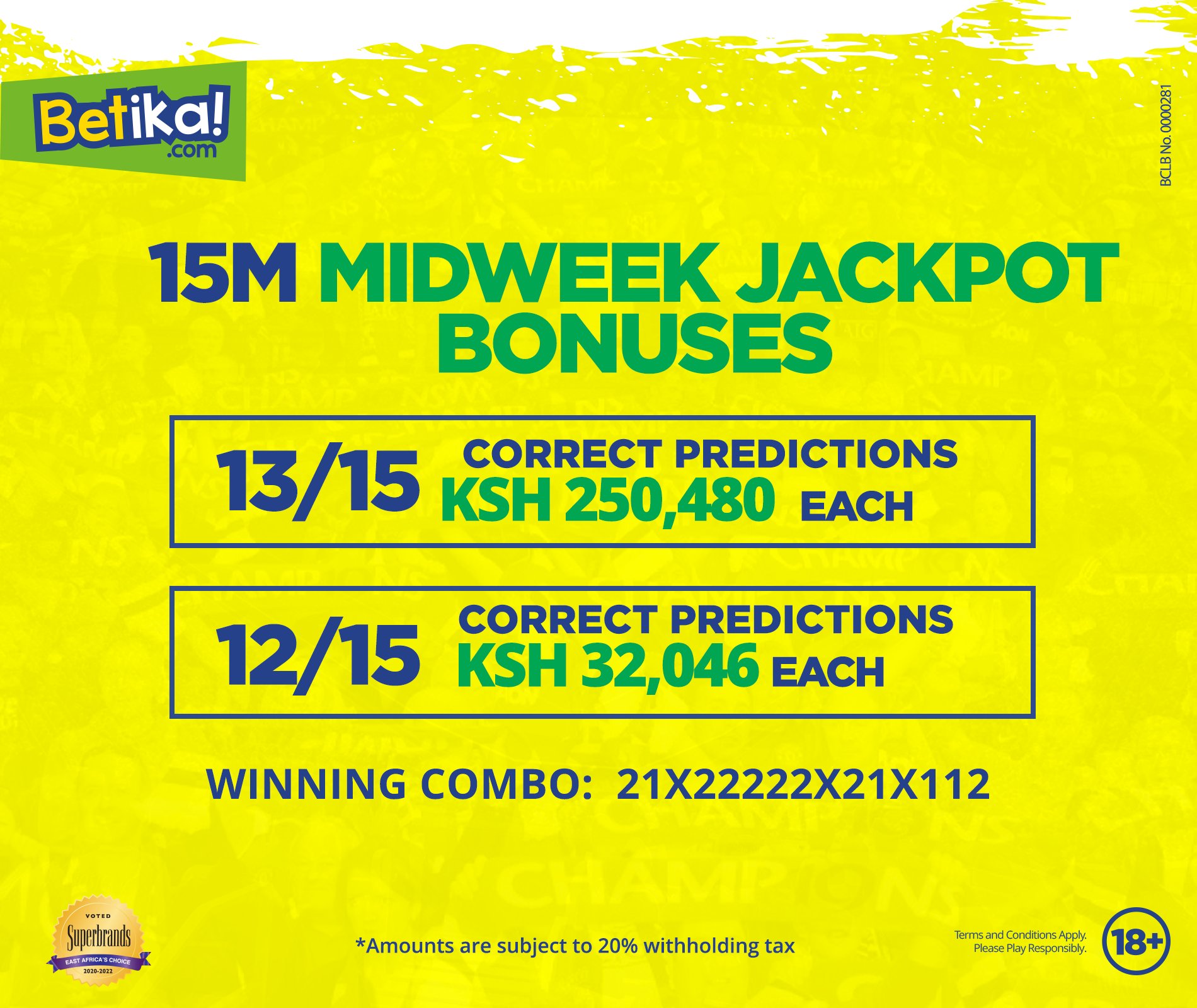 Betika midweek jackpot winners and results for this week goal goal tips