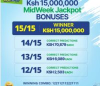 Winner of Ksh 15 million Betika Midweek jackpot